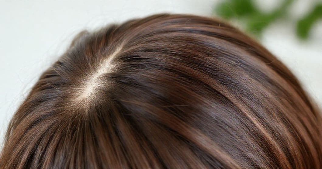 Close-up of scalp and hair with lipid-science imagery