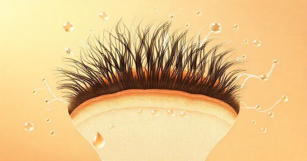 Close-up of a healthy scalp and hair strands