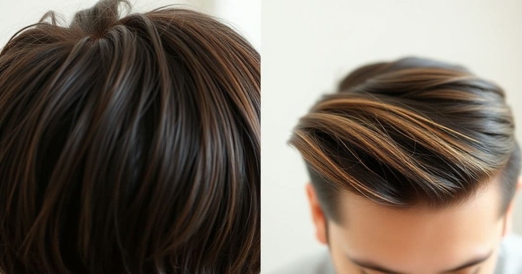 Close-up of a woman touching her hair gently, showing concern and care