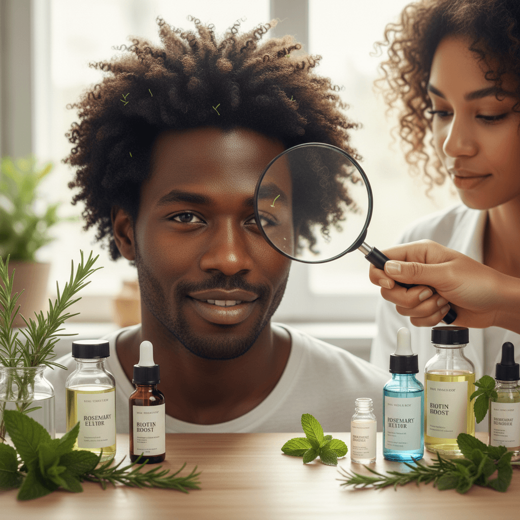 A person gently applying Bomi Hair Growth Serum to their scalp, illustrating natural hair regrowth.