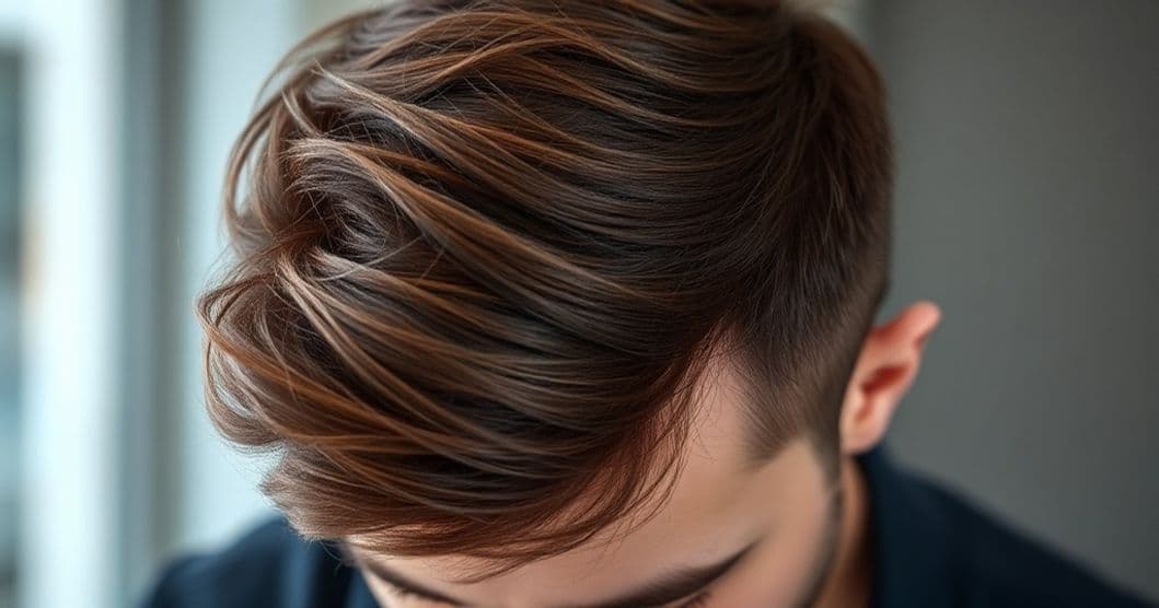 Thoughtful man considering his receding hairline