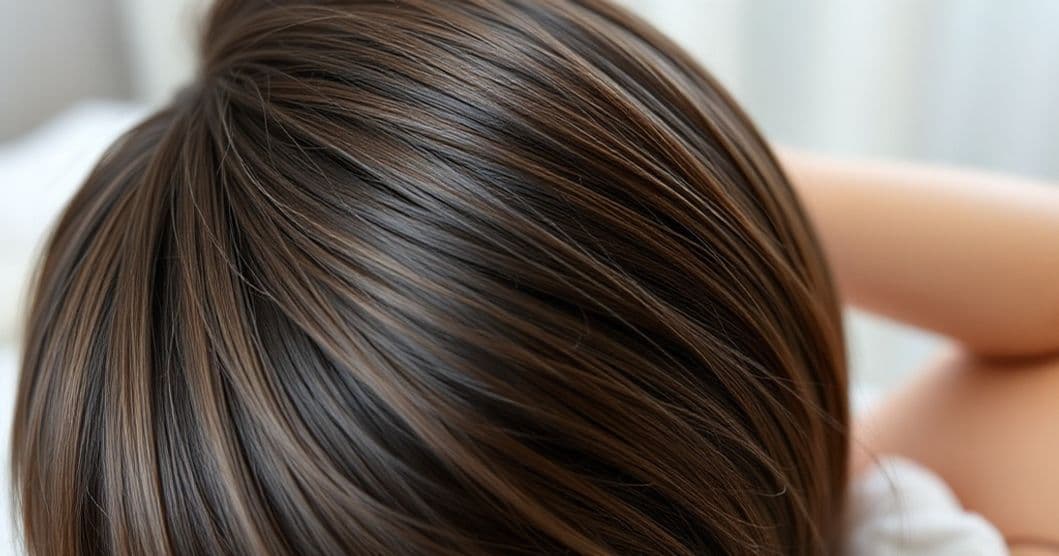 Cozy nighttime scene with calm, restful sleep for hair health
