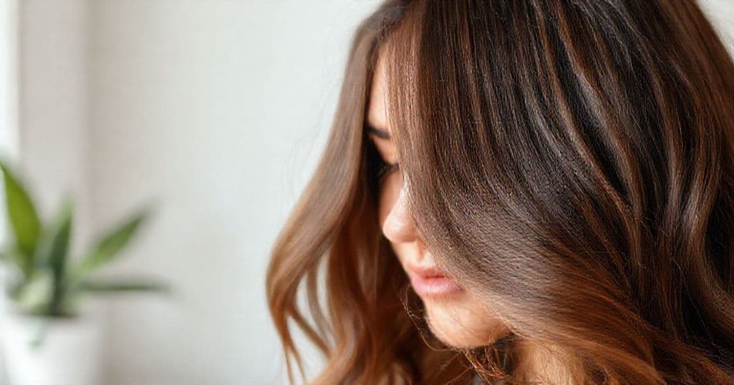 Close-up of a calm person touching their scalp, symbolizing hope and care for hair health