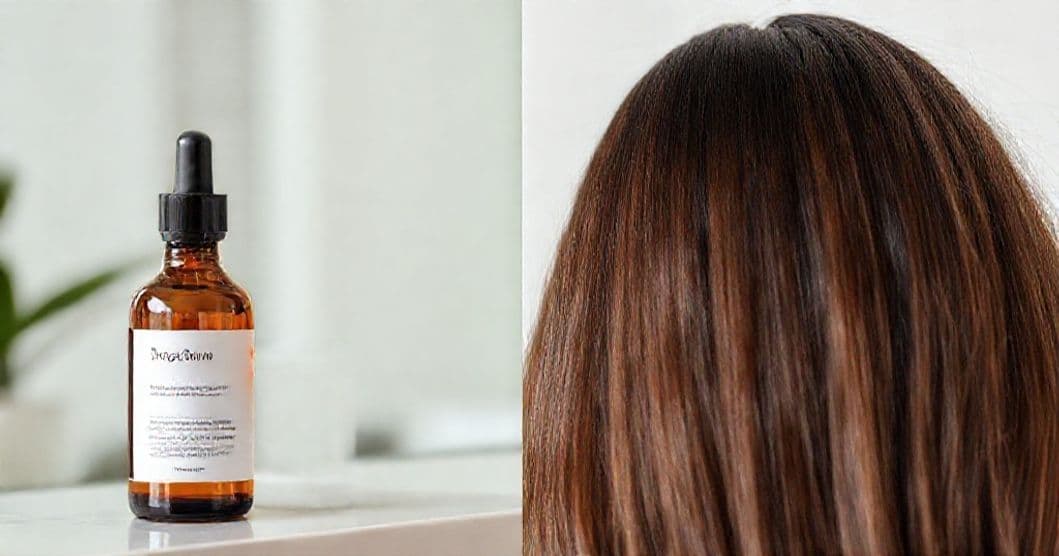 Close-up of scalp and hair care products suggesting different treatment options