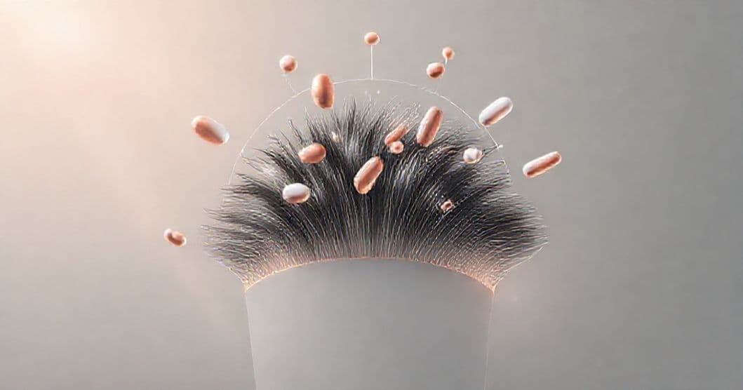 Close-up of hair strands on a scalp